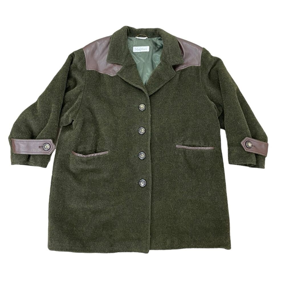 Max mara Jacket, Boiled Wool /Leather Blazer Size: 10